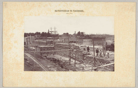 Construction of port works Feijenoord, Rotterdam, Julius Perger, 1875 Canvas Print