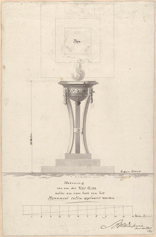 One of the four urns in front of the monument on the National Festival of Peace celebration of December 17, 1799, Bartholomew Ziesenis, 1799 Canvas Print