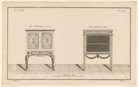 Two bookcases with floral motifs and garlands, Nicolas Dupin, 1772 - 1779 Canvas Print