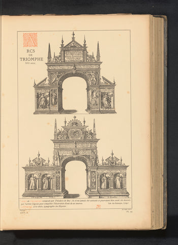 Reproduction of a design of a front and back of a triumphal arch by Theodor de Bry, anonymous, c. 1875 - in or before 1880 Canvas Print