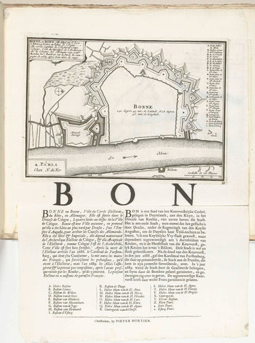 Map of Bonn, ca. 1702, anonymous, 1702 - 1703 Canvas Print