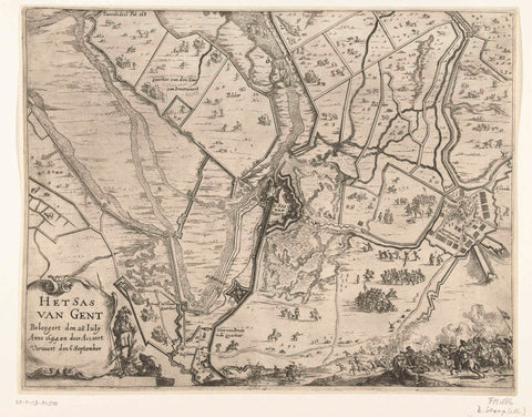 Map of siege and conquest of Sas-van-Gent, 1644, Dirk Stoop, 1651 - 1652 Canvas Print