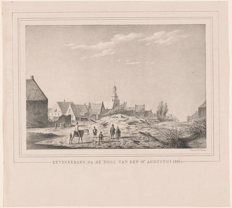 Zevenbergen, na de hoos van den 19den augustus 1845, Monogrammist AH (lithographer), 1845 Canvas Print