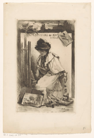 Woman looks at a cloth on a donkey, Rodolphe Piguet, 1890 Canvas Print