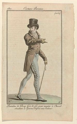 Journal des Dames et des Modes, Costume Parisien, 5 April 1810, (1050): Pantalon de drap (...), Pierre Charles Baquoy, 1810 Canvas Print