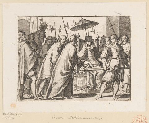 Margaret of Austria in a palanquin, Raffaello Schiaminossi, c. 1612 Canvas Print