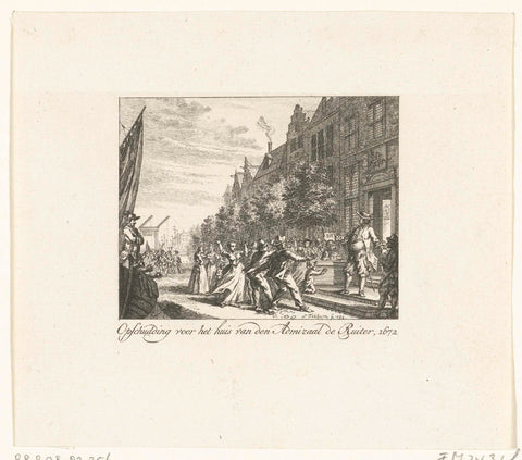 Riot in front of Admiral De Ruyter's house, 1672, Simon Fokke, 1782 Canvas Print