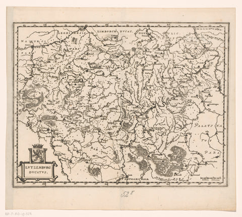 Map of the Duchy of Luxembourg, Caspar Merian, 1654 - c. 1700 Canvas Print