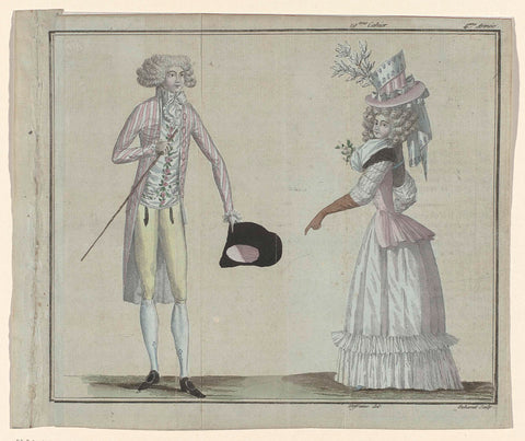 Magasin des Modes Nouvelles Françaises et Anglaises, 1 June 1789, Pl. 2, 3, A.B. Duhamel, 1789 Canvas Print