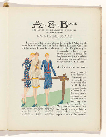 Art - Goût - Beauté, Feuillets de l' élégance féminine, Mai 1929, No. 105, 9e Année, p. 9, anonymous, 1929 Canvas Print