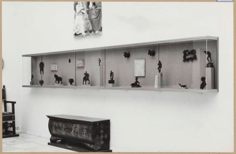 Room with furniture including two tables, majolica, statues and chest, 1961 Canvas Print