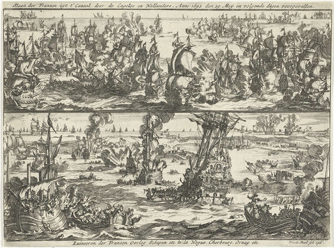 Battle of Cape la Hogue, 1692, Jan Luyken, 1694 Canvas Print