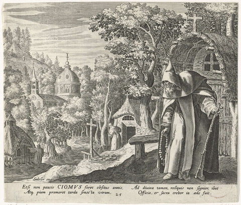 Ciomus the hermit, Johann Sadeler (I), 1583 - 1588 Canvas Print