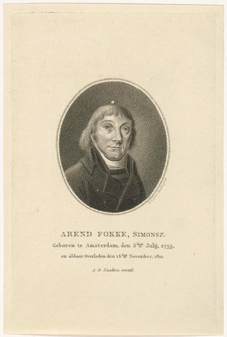 Portret van Arend Fokke Simonsz, Pieter van der Meulen, 1812 - 1814 Canvas Print