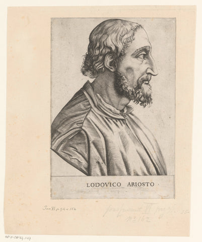 Portret van dichter Ludovico Ariosto, anonymous, Antonio Salamanca (attributed to), 1510 - 1562 Canvas Print