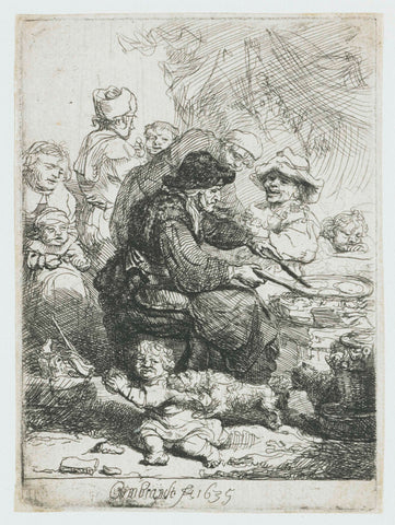 The pancake woman, Rembrandt van Rijn, 1635 Canvas Print