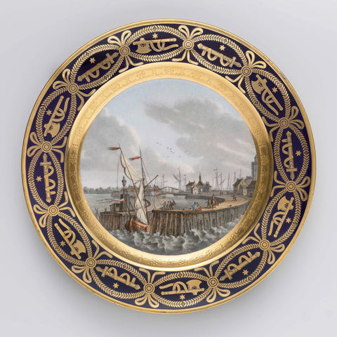 Plate with the port of Harlingen, Manufacture de Sèvres, c. 1812 Canvas Print