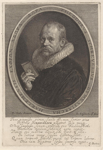 Portrait of Theodorus Schrevelius, Jonas Suyderhoef, c. 1623 - 1665 Canvas Print