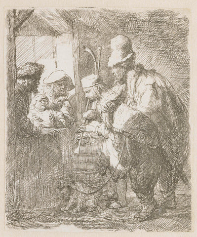 The strolling musicians, Rembrandt van Rijn, c. 1635 Canvas Print