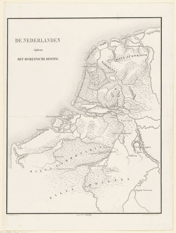 Map of the Netherlands in Roman times, Samuel Lankhout, 1853 - 1861 Canvas Print