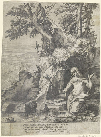 Maria Magdalena in the jungle, Johann Sadeler (I), 1580 - 1600 Canvas Print