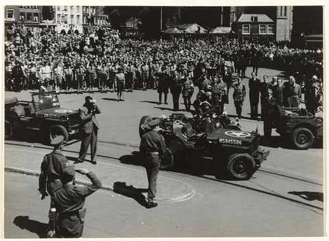 Prince Bernhard leaves the city hall of Haarlem, ANEFO/ W. v. d Poll, 1945 Canvas Print