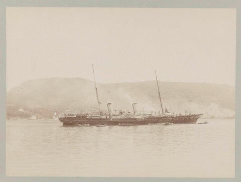 Raderschip de Hohenzollern surrounded by a number of rowing boats, Paul Güssfeldt (attributed to), 1889 Canvas Print