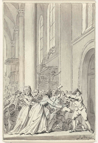 Een vechtpartij in de kerk te Leeuwarden, 26 January 1785, Jacobus Buys, 1785 - 1801 Canvas Print