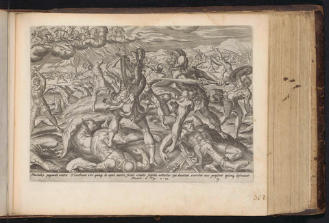 Five heavenly horsemen fight Timothy, Johannes Wierix, 1646 Canvas Print