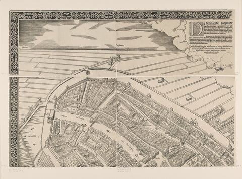 Map of Amsterdam, 1544 (fourth part), Cornelis Anthonisz., c. 1557 Canvas Print