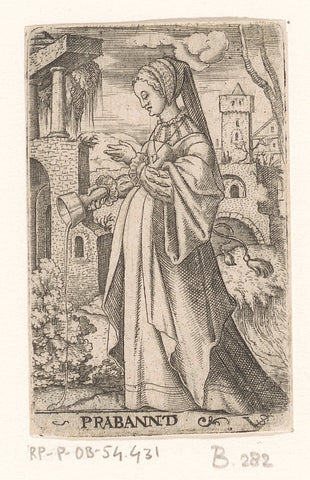 Foolish virgin as personification of Brabant, Virgilius Solis, 1524 - 1562 Canvas Print