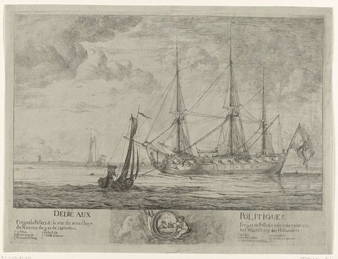 Frigate Pollux at the guard ship in the Scheldt, 1784, anonymous, 1784 Canvas Print