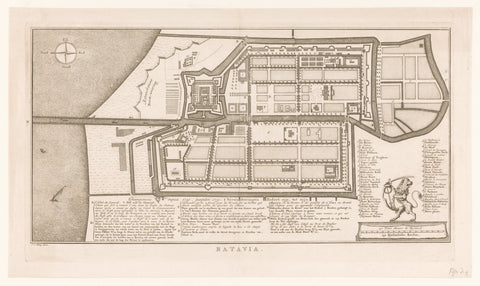 Map of Batavia, Jacob van der Schley, c. 1753 Canvas Print