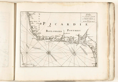 Map of the French coast between Gravelines and Dieppe, ca. 1702, anonymous, 1702 - 1703 Canvas Print