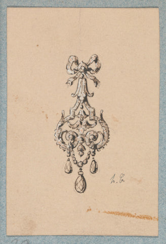 Two Designs for Pendants with Diamonds, Henri Cameré, c. 1864 - c. 1894 Canvas Print