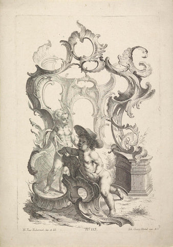 Rocaille frame with putti, anonymous, 1731 - 1775 Canvas Print