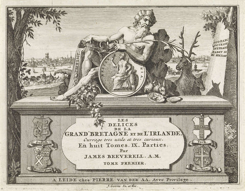 River god Thames on a pedestal, Jan Goeree, 1707 Canvas Print