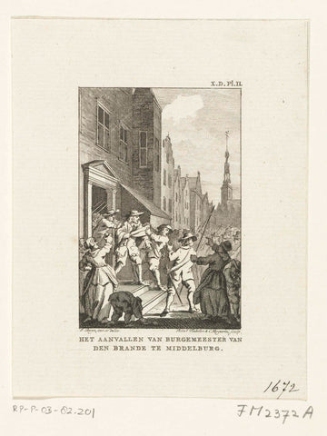 Tumult tot Middelburg, 1672, Reinier Vinkeles (I), 1780 - 1795 Canvas Print
