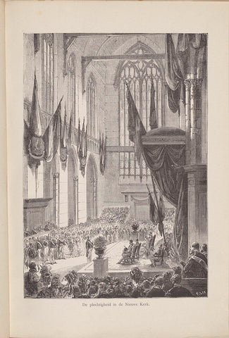 Ceremony with King William III in the Nieuwe Kerk in Amsterdam, 1874, Frédéric Théodore Lix, 1874 Canvas Print