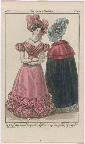 Journal des Dames et des Modes, Costumes Parisiens, 10 March 1826, (2390): Toque de gros de Naples (...), anonymous, 1826 Canvas Print