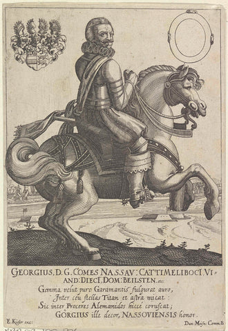 Equestrian portrait of George, Count of Nassau-Beilstein, anonymous, 1600 - 1699 Canvas Print