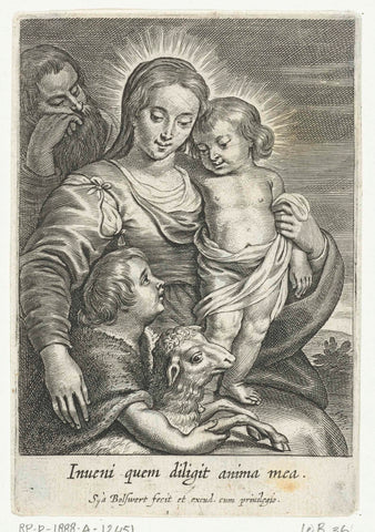 Holy family with John the Baptist and lamb, Schelte Adamsz. Bolswert, 1596 – 1659 Canvas Print