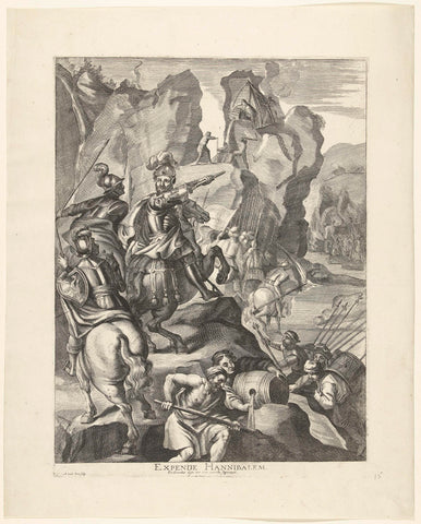 Hannibal crosses the Alps; entry of Ferdinand into Ghent in 1635 (no. 15), Antony van der Does, 1675 - 1685 Canvas Print