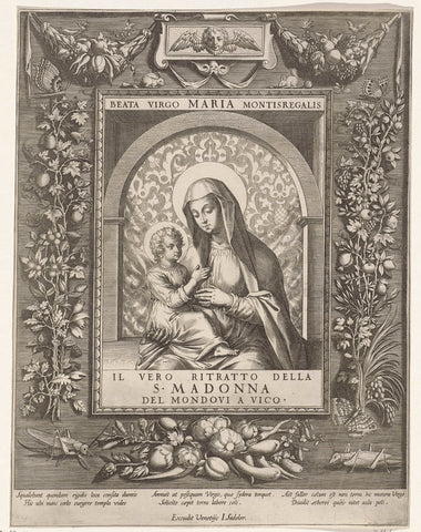 Maria with the Christ child, Johann Sadeler (I), 1597 - 1599 Canvas Print