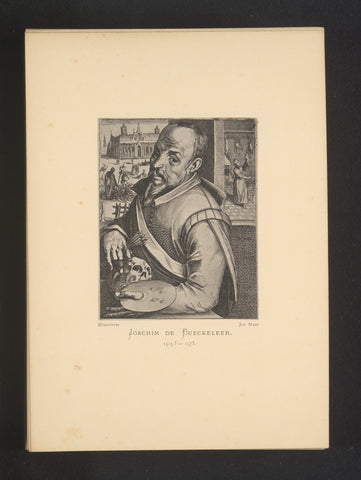 Reproduction of an engraving of a portrait of Joachim Bueckelaer by Hendrick Hondius, Joseph Maes, c. 1872 - in or before 1877 Canvas Print