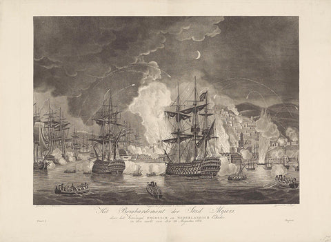 Het Bombardement der Stad Algiers, by the Vereenigd Engelsch en Nederlandsch E squadron, in den nacht van den 26 augustus 1816, Dirk Sluyter, 1816 Canvas Print