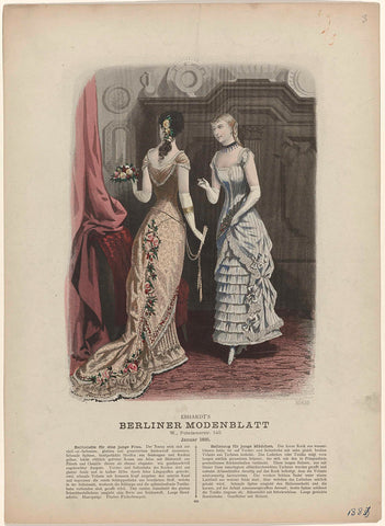 Berliner-Modenblatt, January 1881, No. 632 : Baltoilette für eine junge Frau (...), anonymous, 1881 Canvas Print