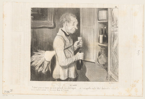 Servant drinks wine from his employer, Honoré Daumier, 1841 Canvas Print