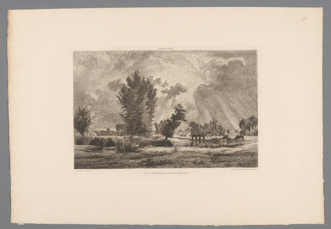 Landschap met drinkende koeien, Charles-Joseph Beauverie, 1879 Canvas Print