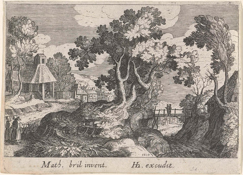 Landscape with a Tree, Simon Frisius, 1613 Canvas Print